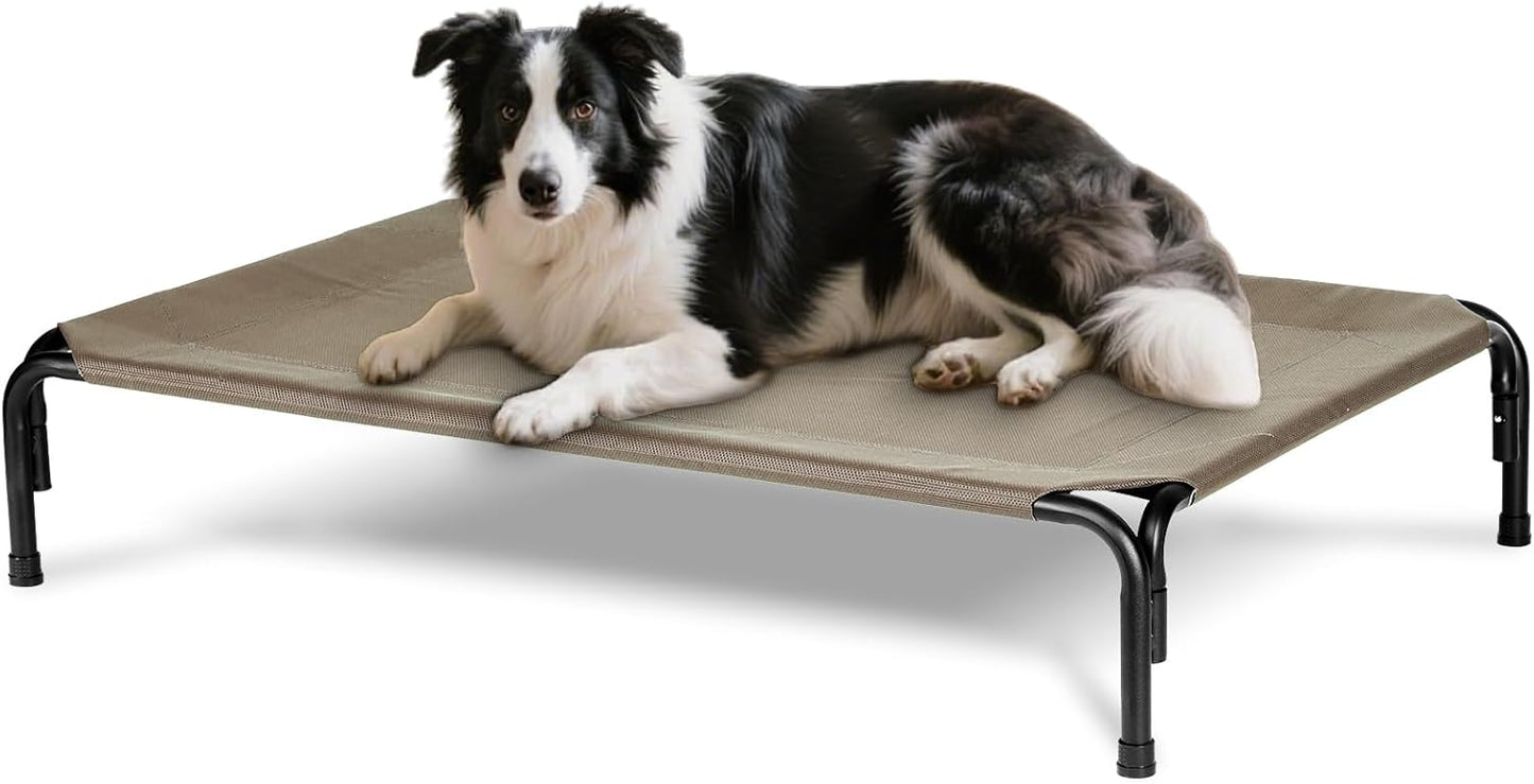 Elevated Dog Bed for Outdoor, Large Raised Dogs Cot for Training, Cooling Pet Beds with Washable Mesh, Indestructible Lifted Platform for Outside Camping, 41 inch Brown