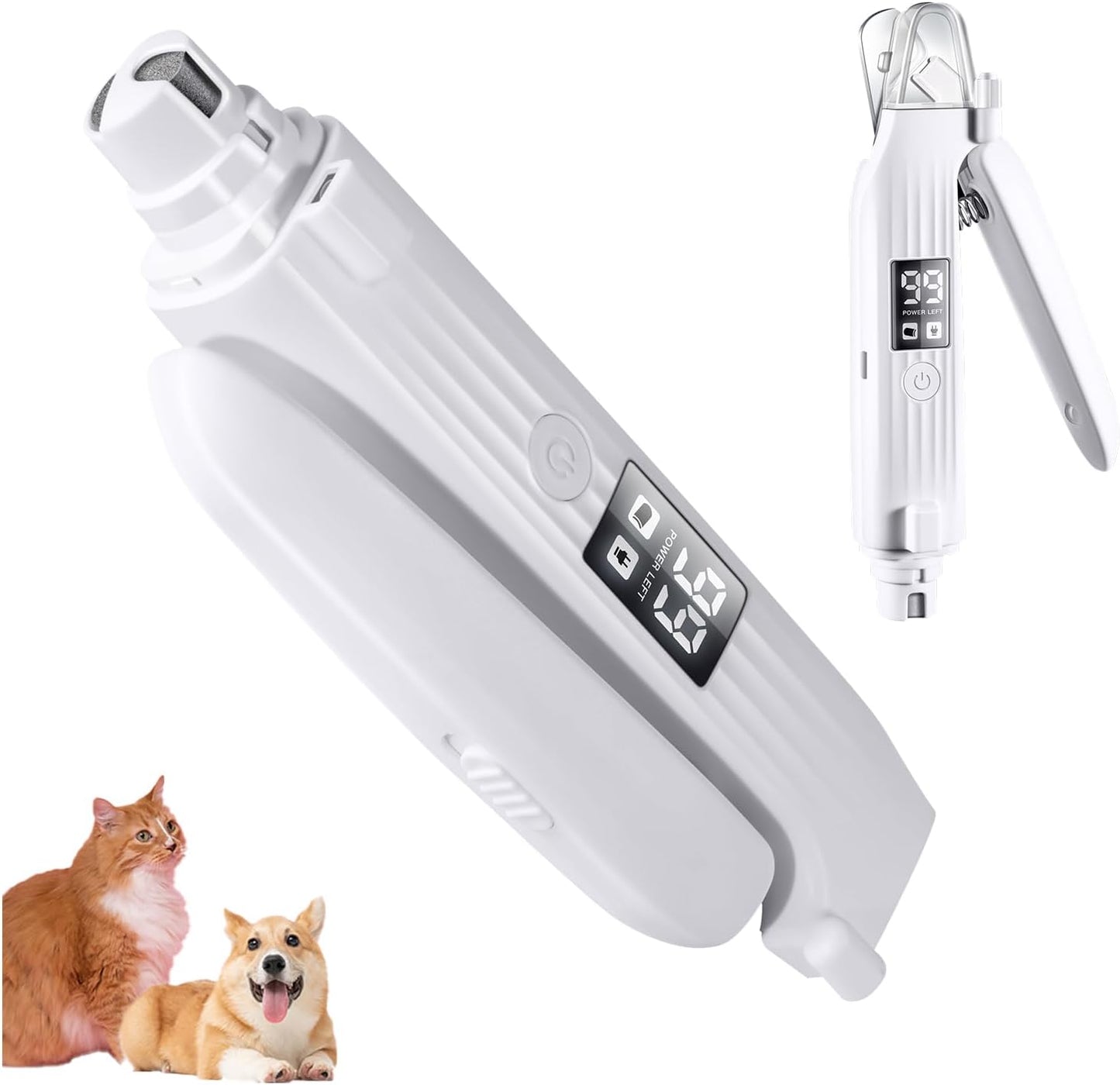 Pet Nail Grinder for Dogs and Cats - 2in1 Dog&Cat Nail Trimmers Super Quiet and Low Vibration Electric Dog Nail Grinder- LED Display Dog Nail Clippers for Large Medium Small Dogs Cats Dog Nail File