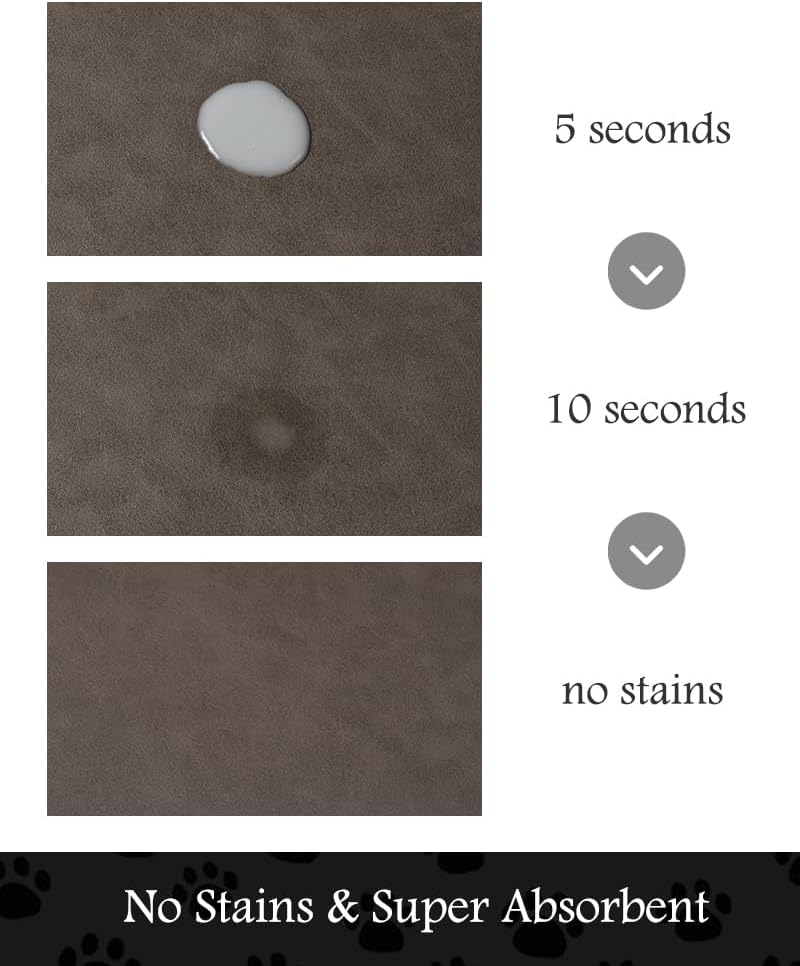 Pet Feeding Mat-Absorbent Dog Mat for Food and Water Bowl-No Stains Quick Dry Water Dispenser Mat-Dog Accessories Pet Supplies-Bowl for Messy Drinkers（Brown,23"x34"