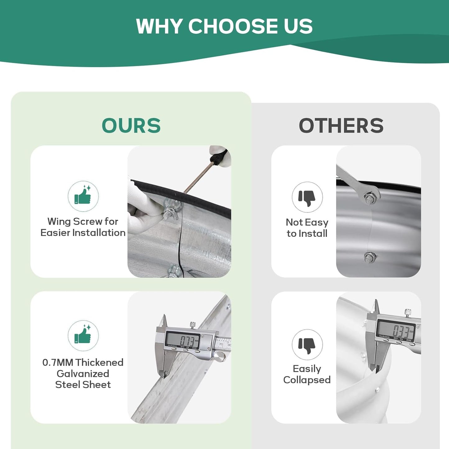 Galvanized Raised Garden Bed - 4×2×1ft (2 Packs) Planter Raised Beds for Gardening | Oval Metal Garden Planter Box with Safety Edging and Gloves for Vegetables Fruits and Flower - Silver