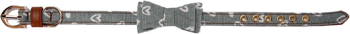 Puppy Collars for Small Dogs - StrawberryEC Adjustable Puppy Id Buckle Collar Leather. Cute Mint Love Dog Collar (Bow-Mint-Love)