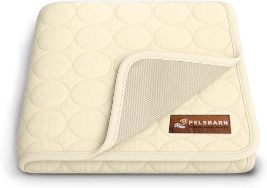 Dog Cooling Mat- Ice Silk Summer Comfort, Self Cooling, Non-Slip Dog Pad, Durable & Washable, Mat for Large Dogs 65x95 cm, Support Shelter Dogs with Every Purchase (Beige)