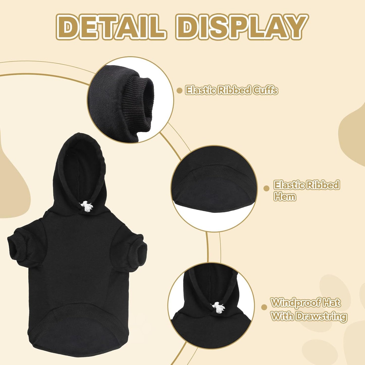 Dog Sweaters for Large Dogs Dog Hoodie Fleece Sweater Soft Clothes Sweatshirt with Pocket Hoodie for Large Dogs(Black&XXL)