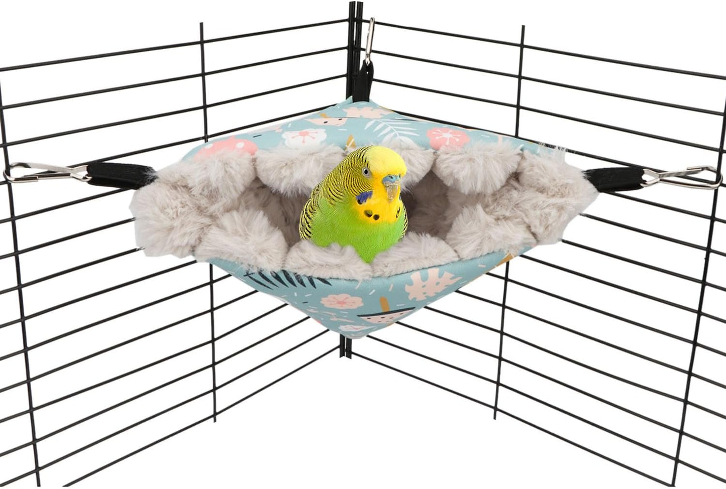 Wontee Bird Nest House Winter Warm Hanging Hammock Bird Bed Snuggle Hut for Parakeets Budgies Caique Conures Cockatiels (Small, Blue)