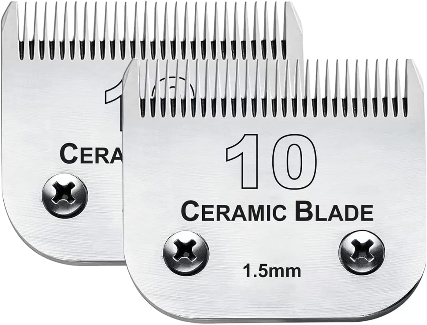 2PC 10 Blade Dog Grooming Clipper Replacement Blades Compatible with Andis Dog Clippers,Detachable Ceramic Blade & Stainless Steel Blade,Size-10, 1/16-Inch Cut Length (64315)