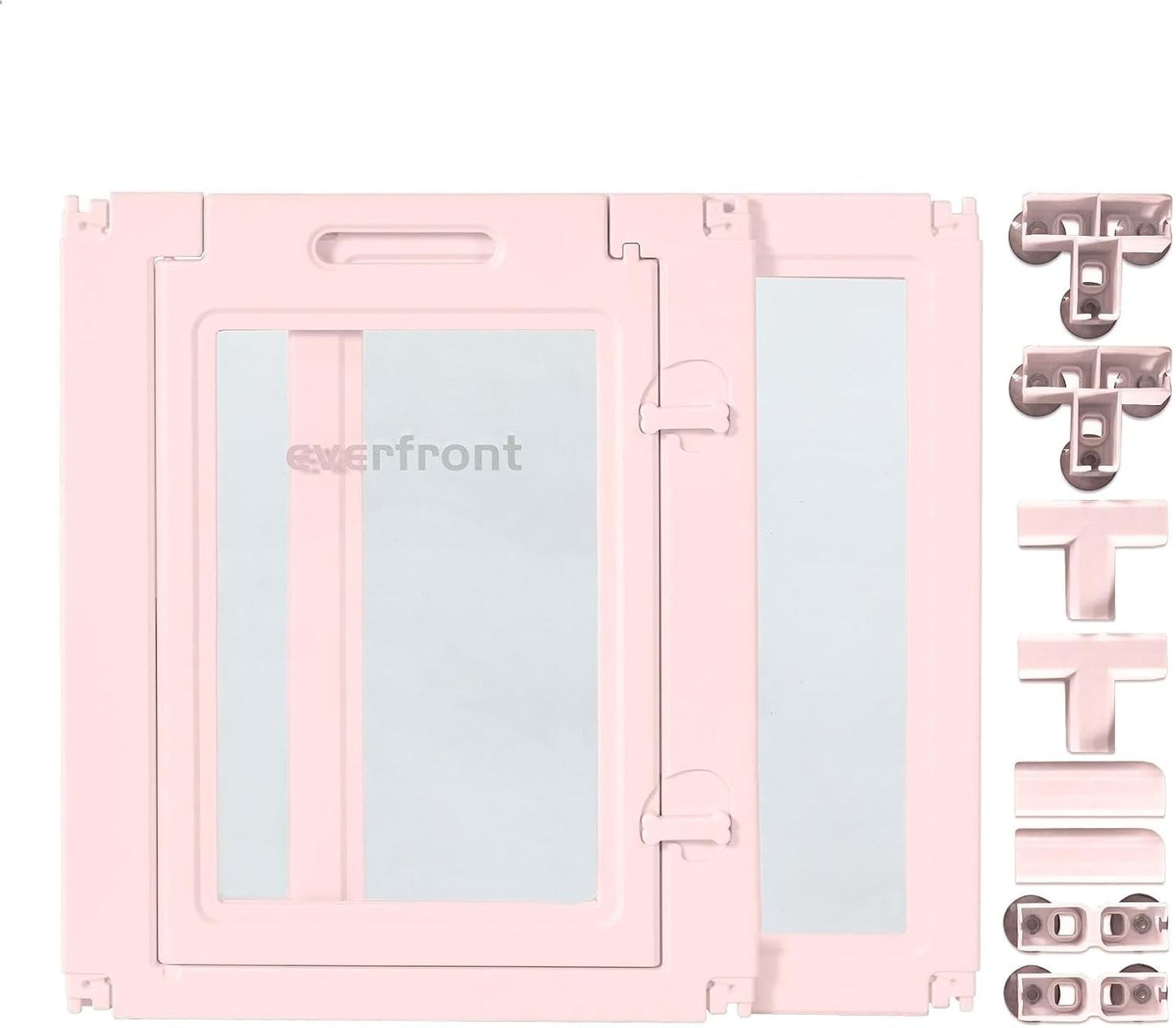 23.6“H 2PCS Extension Kit - Door+Panel, T-Buckles for Compartment, Expandable Clear Dog Play Pen Acrylic Dog Playpen Indoor,for Puppy Cat Bunny Small & Medium Dogs (Pink-23.6" H, 2PCS)