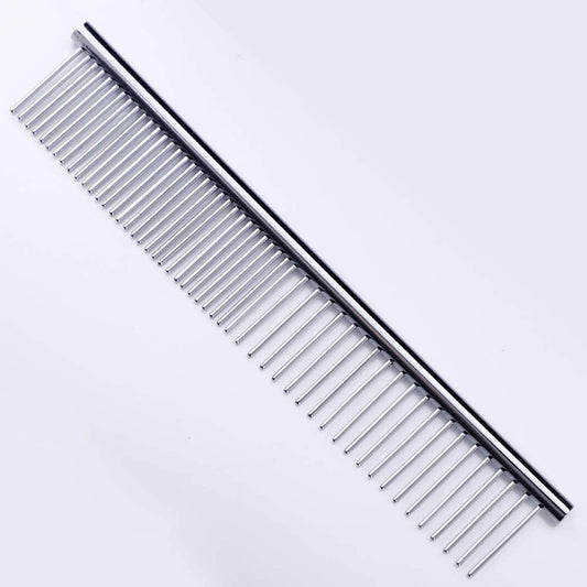 ZoCr Stainless Steel Pet Comb for Dogs Cats, Pet Grooming Comb with Different Spaced Rounded Teeth (Silvery)