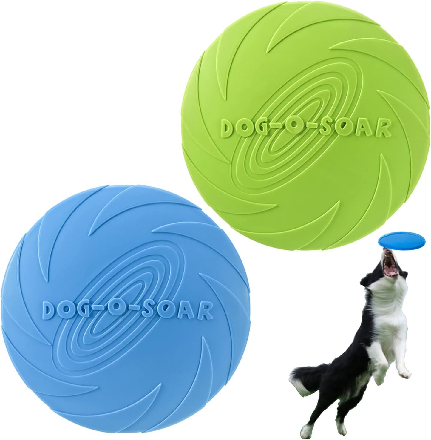 Dog Flying Disc, 2 Pack Dog Flyer Toys, Soft Rubber Interactive Lightweight Flying Disc Dog Toy for Small Large Dogs - Floats in Water & Safe on Teeth, 7.2 inch.