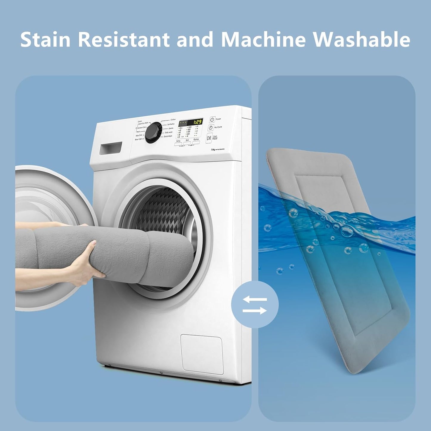 Magic Dog Extra Large Dog Bed Soft Dog Crate Pad Dog Mat, Jumbo 48 Inches Machine Washable Pet Bed Kennel Pad with Non-Slip Bottom, Gray