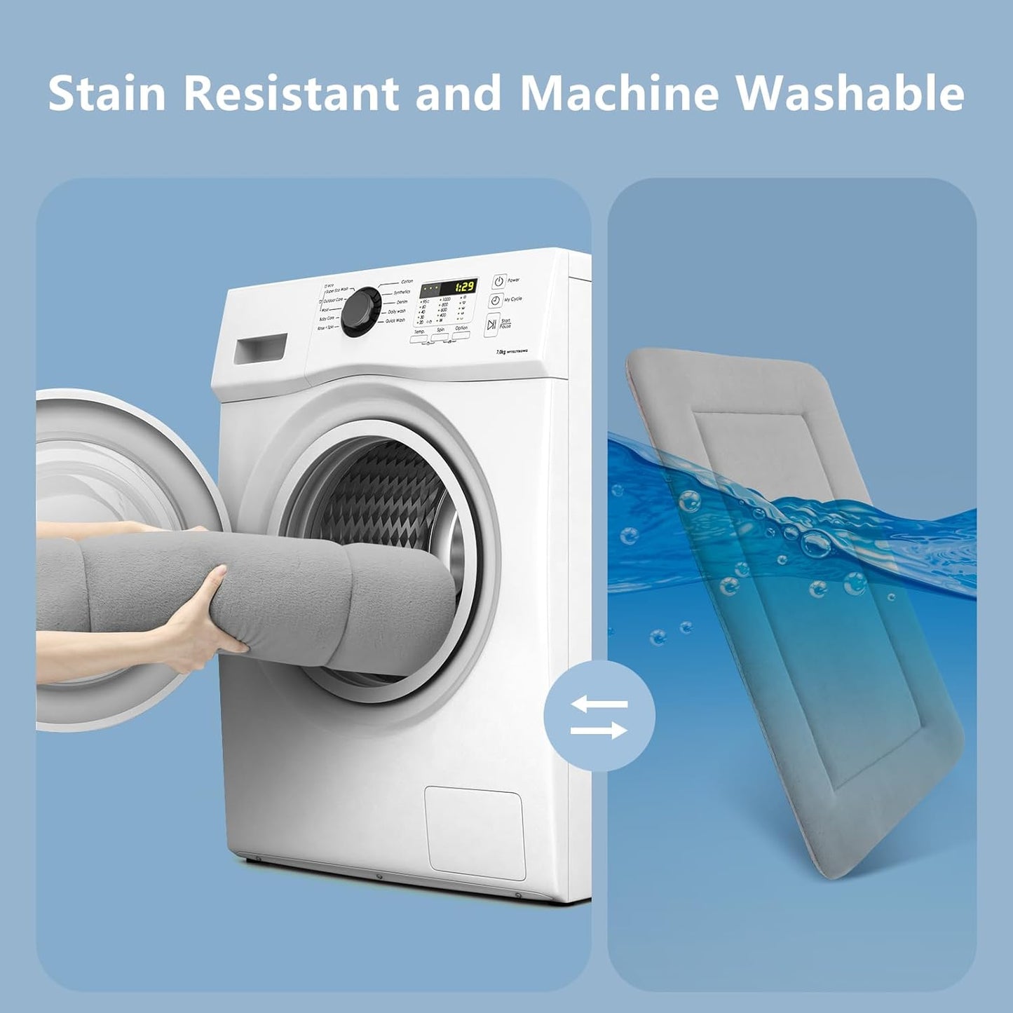 Magic Dog Bed - Soft Crate Pad Mat for Medium/Large Dogs, 36 Inch Machine Washable Kennel Pad with Non-Slip Bottom, Gray