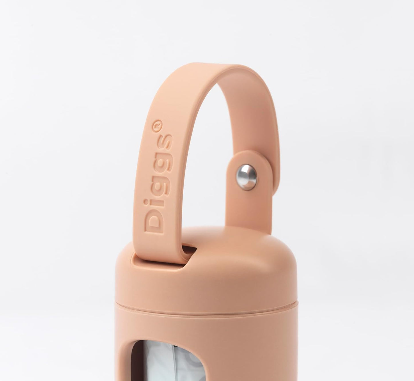 DIGGS Dog Poop Bag Dispenser for Leash - Premium Dog Waste Bag Holder with Easy One-Hand Dispensing (Blush)