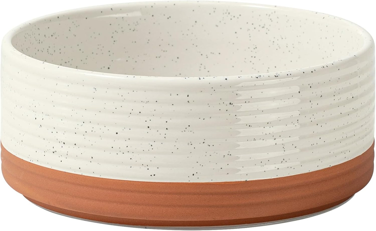 Ceramic 8.2inch Dog Bowl for Large Breed Dogs, Anti-Slip and Weighted Pet Food and Water Dishes(Single Bowl, Vanilla White)