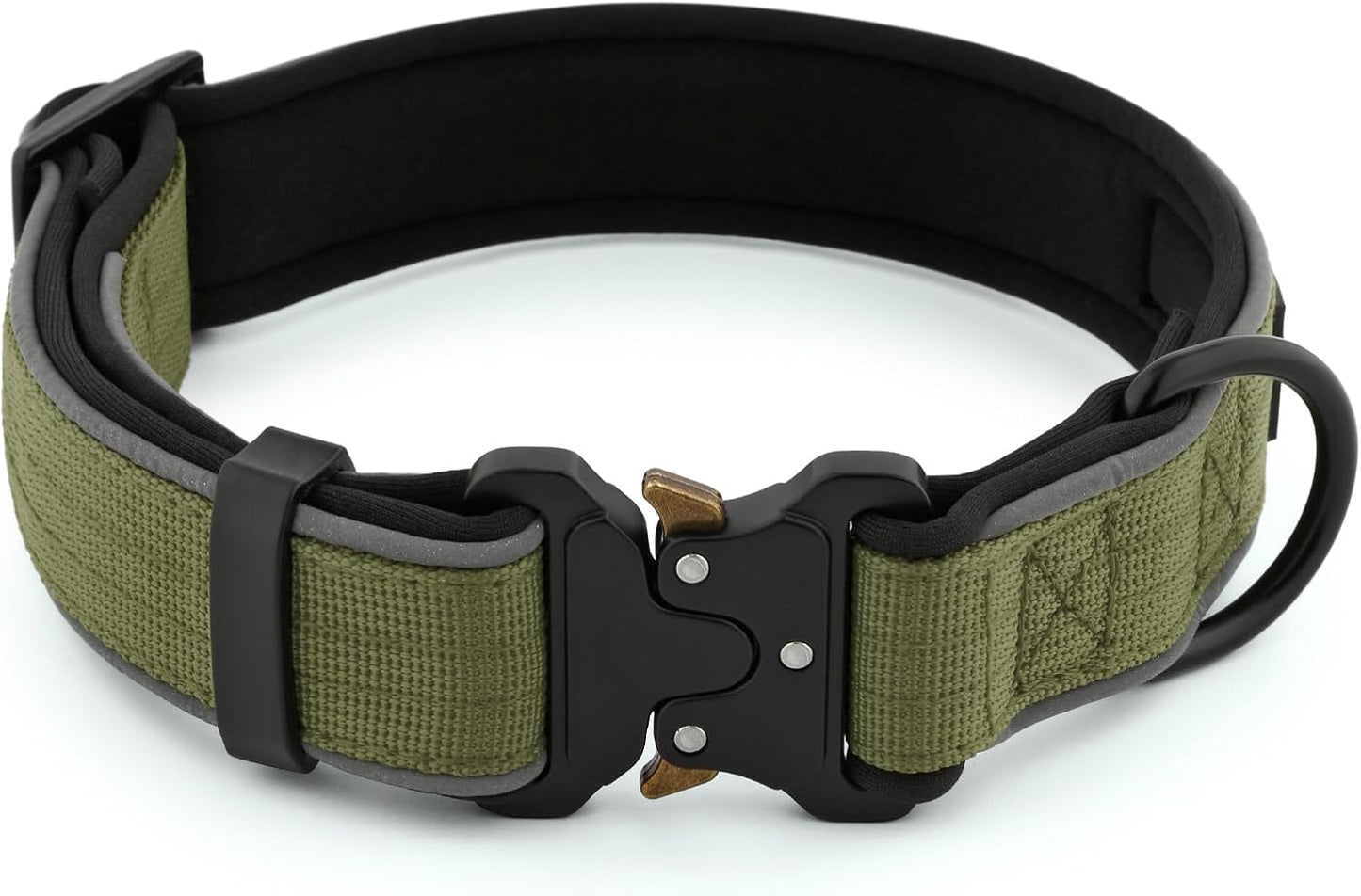 Plutus Pet Tactical Dog Collar, Reflective, Adjustable Heavy Duty Dog Collar, Soft Padded and Comfortable, for Small Medium and Large Dogs (Ranger Green, XS)