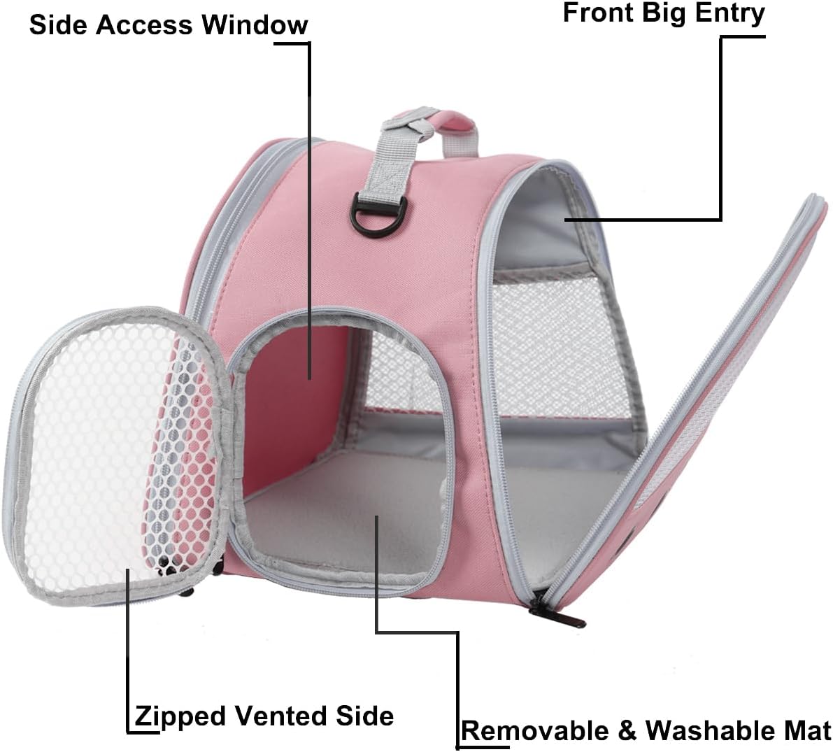 Ventilation Carrier for Bearded Dragon,Guinea Pig Carrier,Guinea Pig Carrier for 2,Reptile Travel Carrier for Lizards Sugar Glider Hedgehog Rat Parrot Birds,Airline Approved Pink