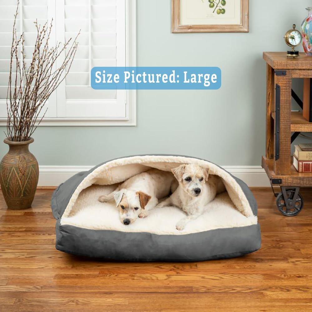 Snoozer Pet Products Luxury Rectangle Cozy Cave Dog Bed with Microsuede, Small, Anthracite
