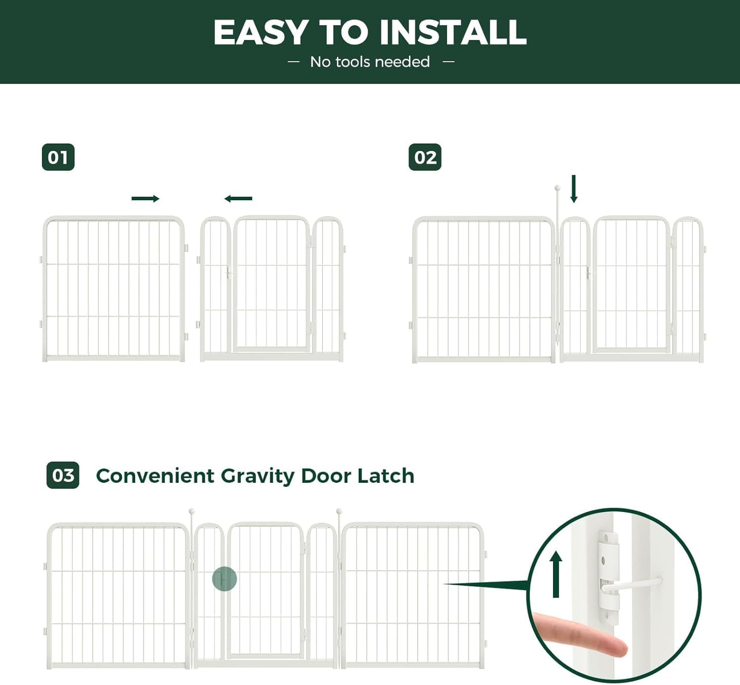 FXW Rollick Unleashed Dog Playpen for Indoor, Yard, RV Camping, 24 inch 32 Panels for Small and Puppy Dogs, White│Patented
