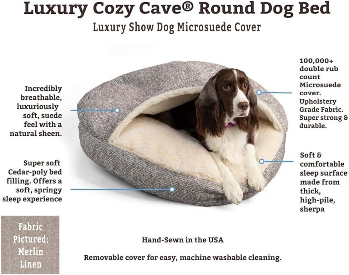 Snoozer Luxury Microsuede Cozy Cave Pet Bed, Show Dog Collection, Small, Merlin Camel
