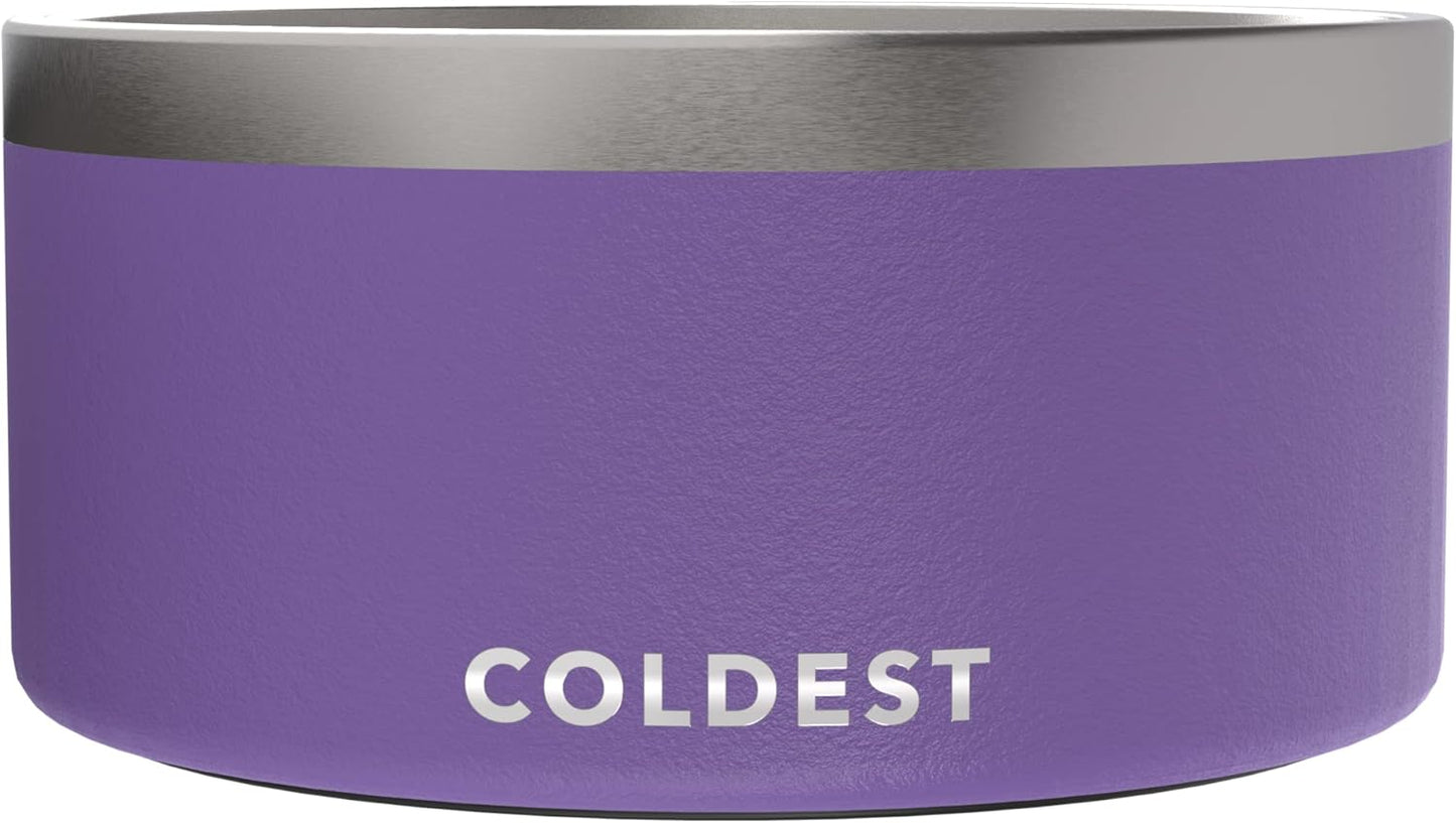 Coldest Dog Bowl - Anti Rust Metal, Non Slip, 3 Layers Insulated Stainless Steel Dog Bowls - Spill Proof & Heavy Duty - Water Bowl for Dogs, Cats & Pets, Dish Washer Safe (200 oz, Galaxy Purple)
