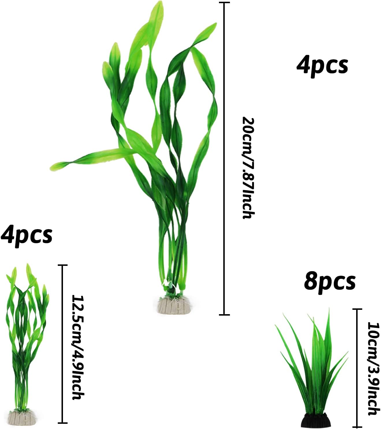 Artificial Aquarium Plants, 16pcs Fish Tank Decor Green Plants Artificial Aquarium Decorations for Fish Tanks (Green)