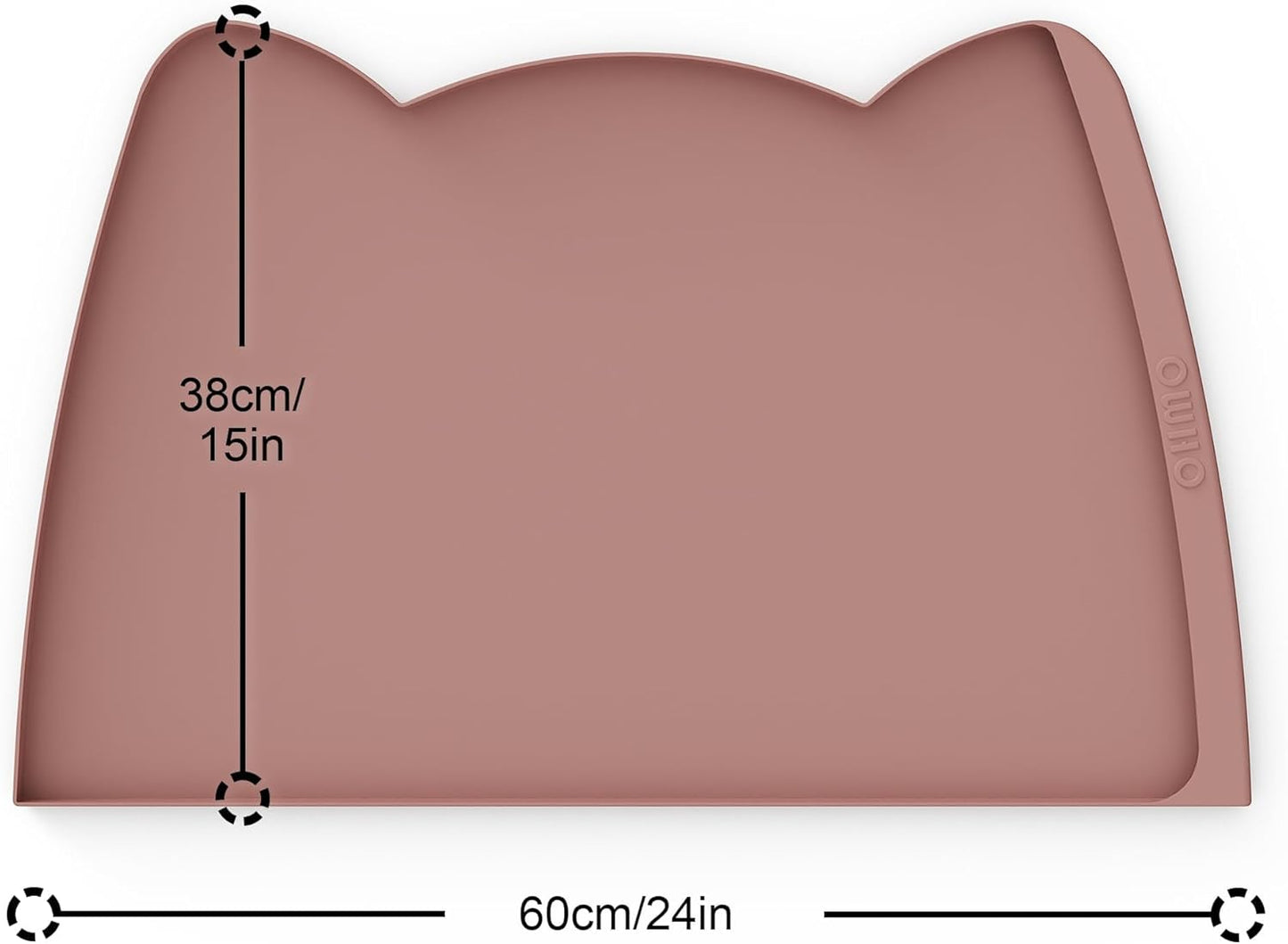 OHMO Dog Food Mat(Rose, 24 * 15'') w/Residue Collection Pocket Silicone Pet Feeding Mat for Floor High Edges Anti Spills Waterproof Cat Water Bowl Tray, Easy Clean Placemat