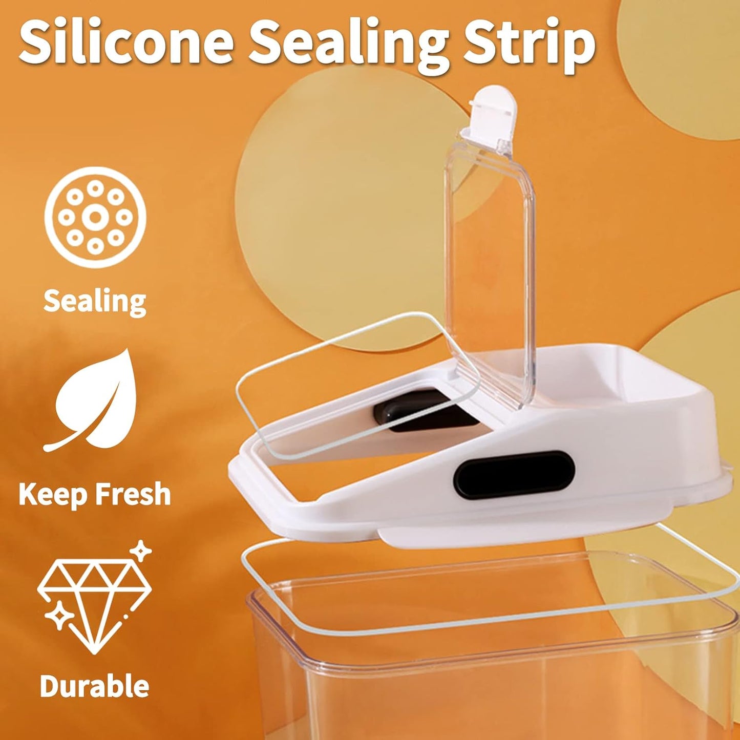 Fhiny 5.5LB Dog Food Storage Container, Airtight Pet Treat Bin Translucent Dry Food Grain Storage Barrels Sealed Bucket Moisture-Proof Plastic Cat Puppy Food Bin with Seal Locking Lid Keep Fresh