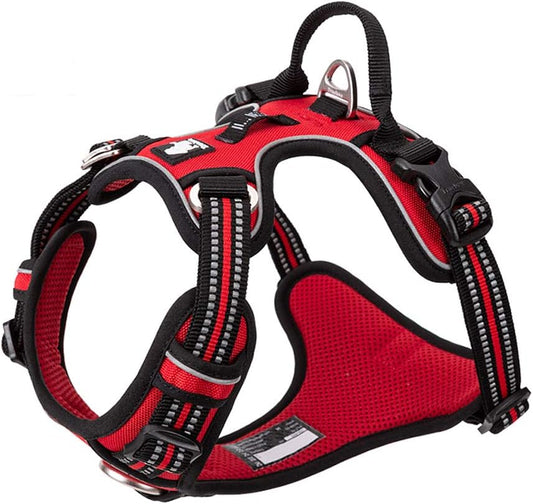 TRUE LOVE Dog Harness No Pull Nylon Reflective Pet Harness Adjustable Comfortable Control Step-in Brilliant Colors Truelove TLH56512 Red