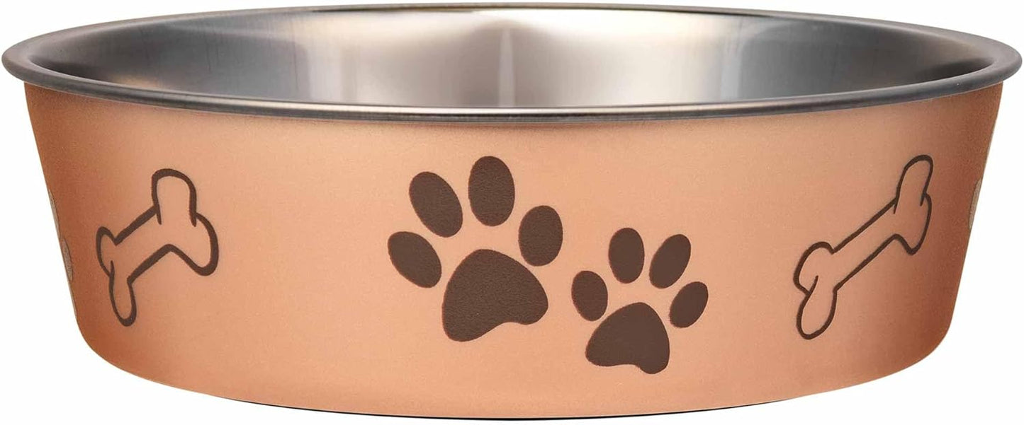 Loving Pets Bella Dog Bowls- Stainless Steel Dog & Cat Bowls - Spill Proof Dog Food Bowl, Cat Bowl, Puppy Essentials & Pet Supplies Great for Home & Travel (Medium 20-25 lbs, Champagne)
