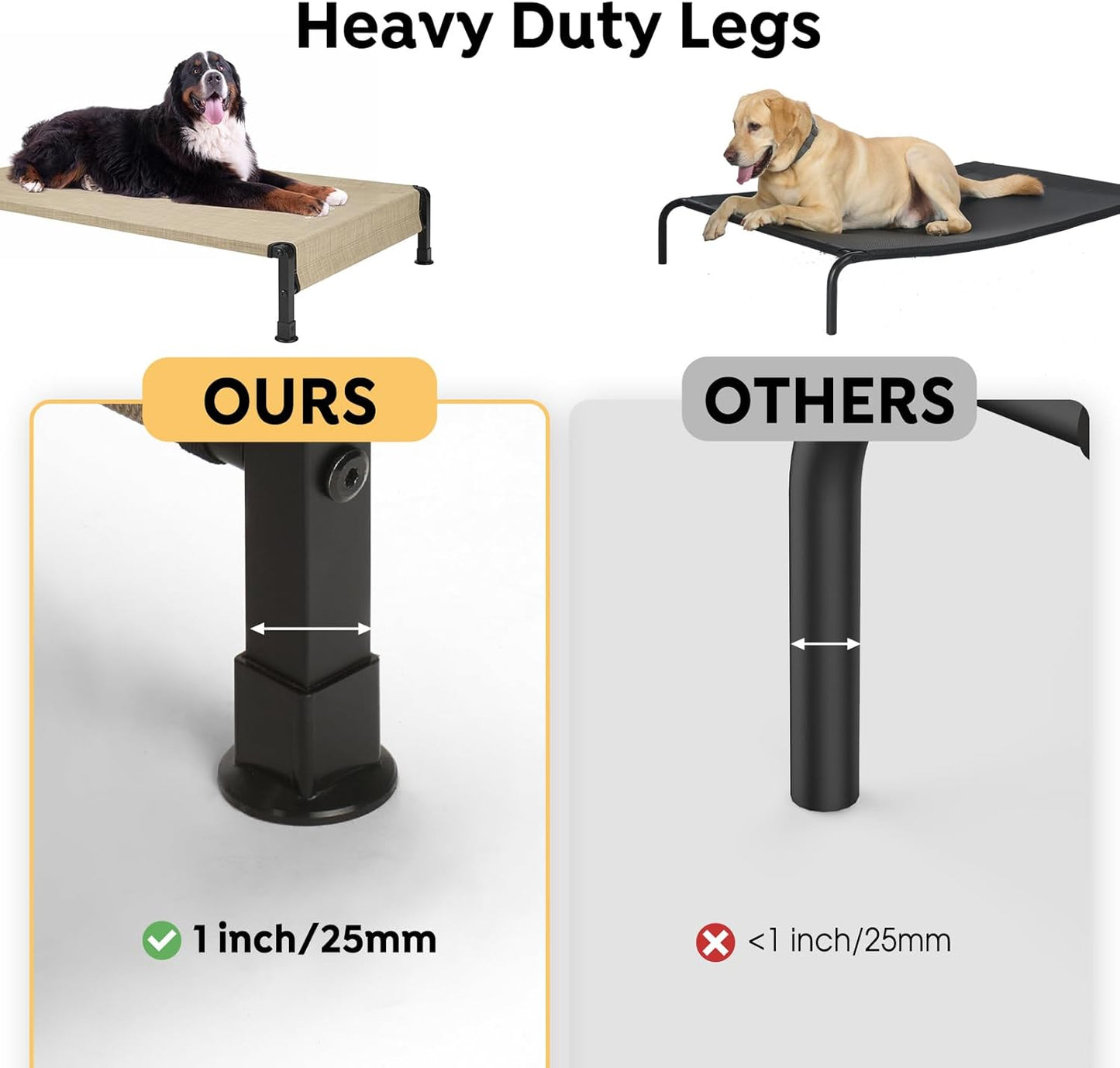 Veehoo Cooling Outdoor Dog Bed, Heavy Duty Elevated Pet Bed with Washable & Breathable Teslin Mesh, Non-Slip Silicon Feet, Dog Cot Bed with Support Hem, 41" x 27", Beige Coffee, CWC2433