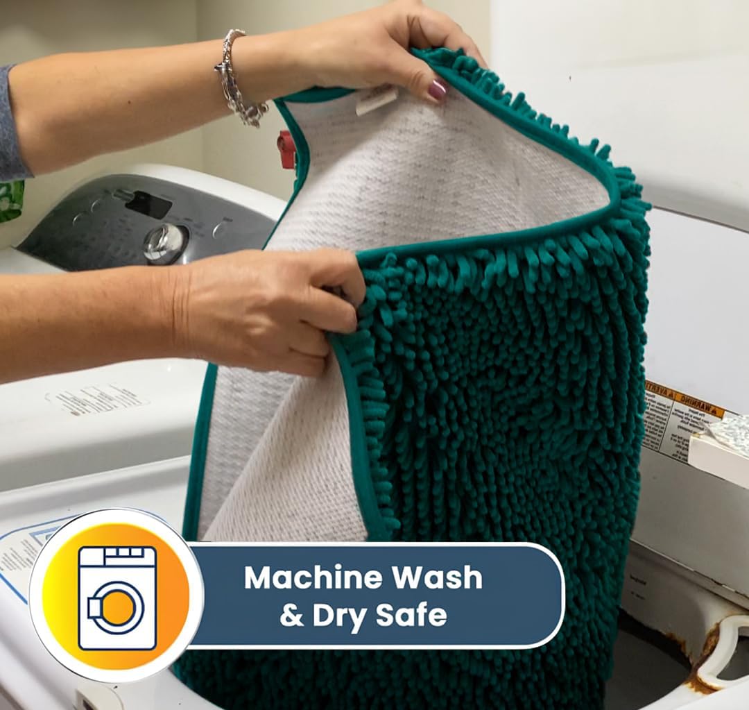 Muddy Mat® AS-SEEN-ON-TV Highly Absorbent Microfiber Door Mat and Pet Rug, Non Slip Thick Washable Area and Bath Mat Soft Chenille for Kitchen Bathroom Bedroom Indoor and Outdoor - Teal 48" x 72"