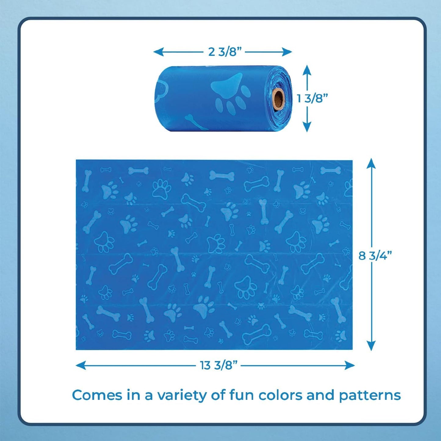 Best Pet Supplies Dog Poop Bags (240 Bags) for Waste Refuse Cleanup, Doggy Roll Replacements for Outdoor Puppy Walking and Travel, Leak Proof and Tear Resistant, Thick Plastic - Blue (Unscented)