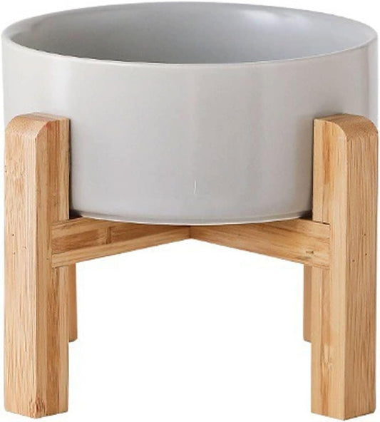 Petygooing Grey Elevated/Raised Ceramic Dog Bowl for Small Breeds, Dog Food Water Dish with Stand,Pet Feeding Bowl with Anti Slip Rubber for Cats and Small Dogs Puppy 13.5 OZ (5.1In / 1.7 Cups)