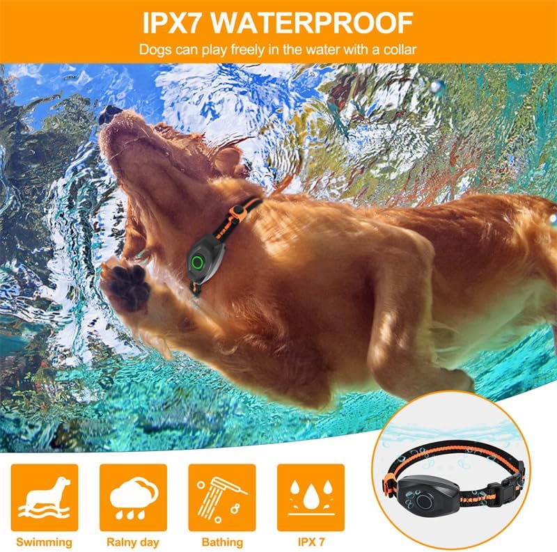 Dog Shock Collar with Remote Control,1300Ft,IP67 Waterproof Dog Training Collar with 3 Training Modes, Beep, Shock, Vibration,Safe Lock for Small, Middle,Large Dogs (Orange-O)