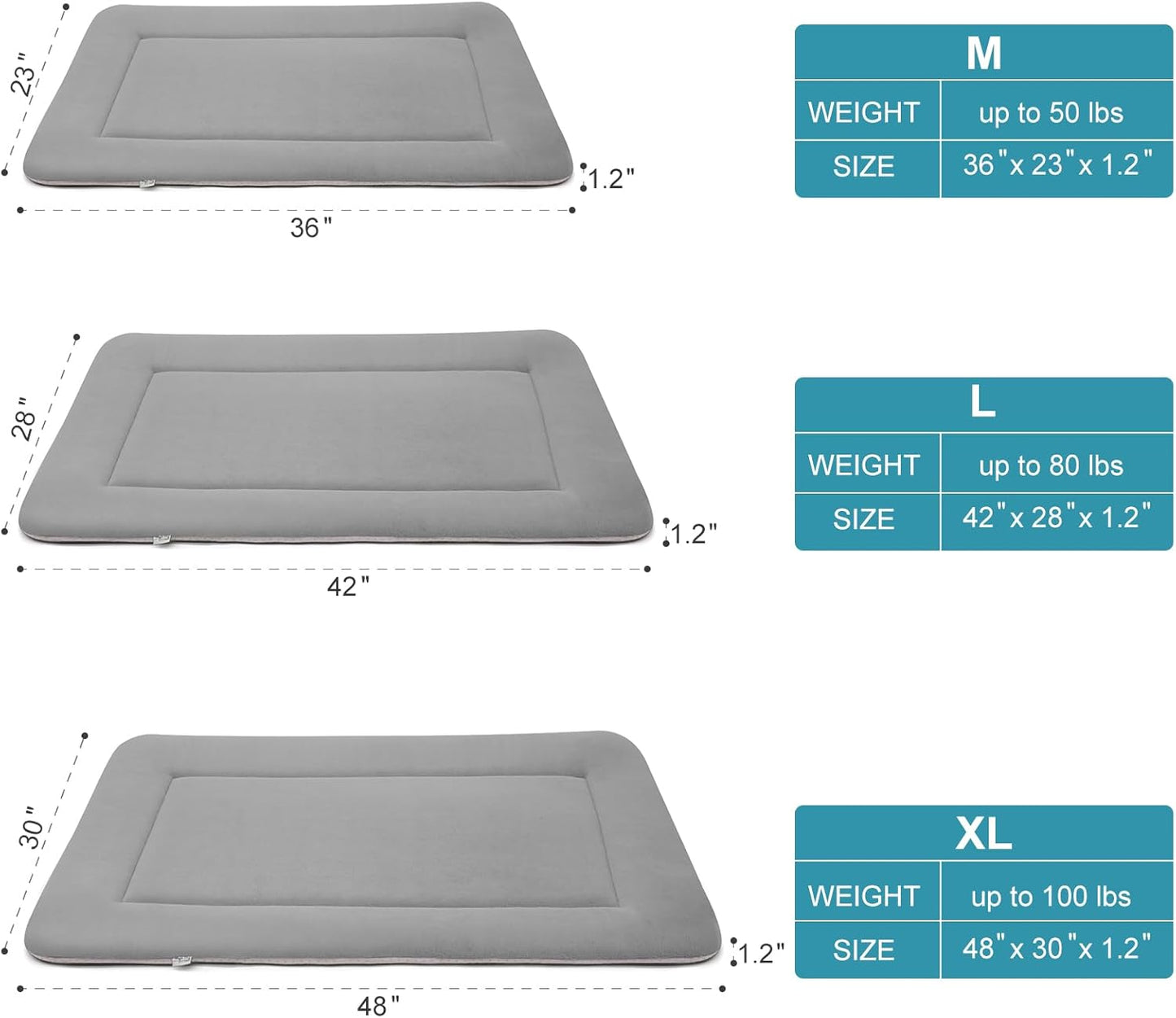 Magic Dog Bed - Soft Crate Pad Mat for Medium/Large Dogs, 36 Inch Machine Washable Kennel Pad with Non-Slip Bottom, Gray