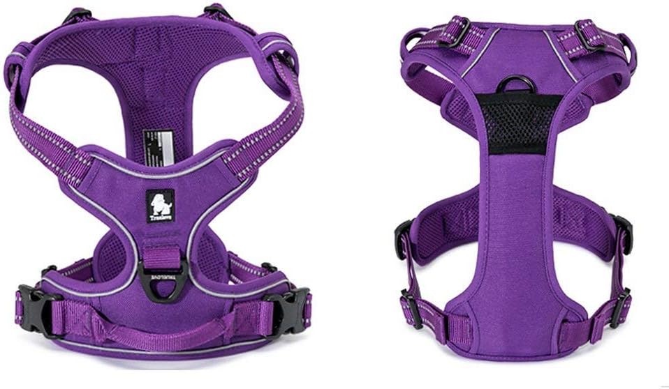 TRUE LOVE Truelove Adjustable No-Pull Dog Harness Reflective Pup Vest Harnesses Comfortable Control Brilliant Colors TLH5651(Purple,XL)
