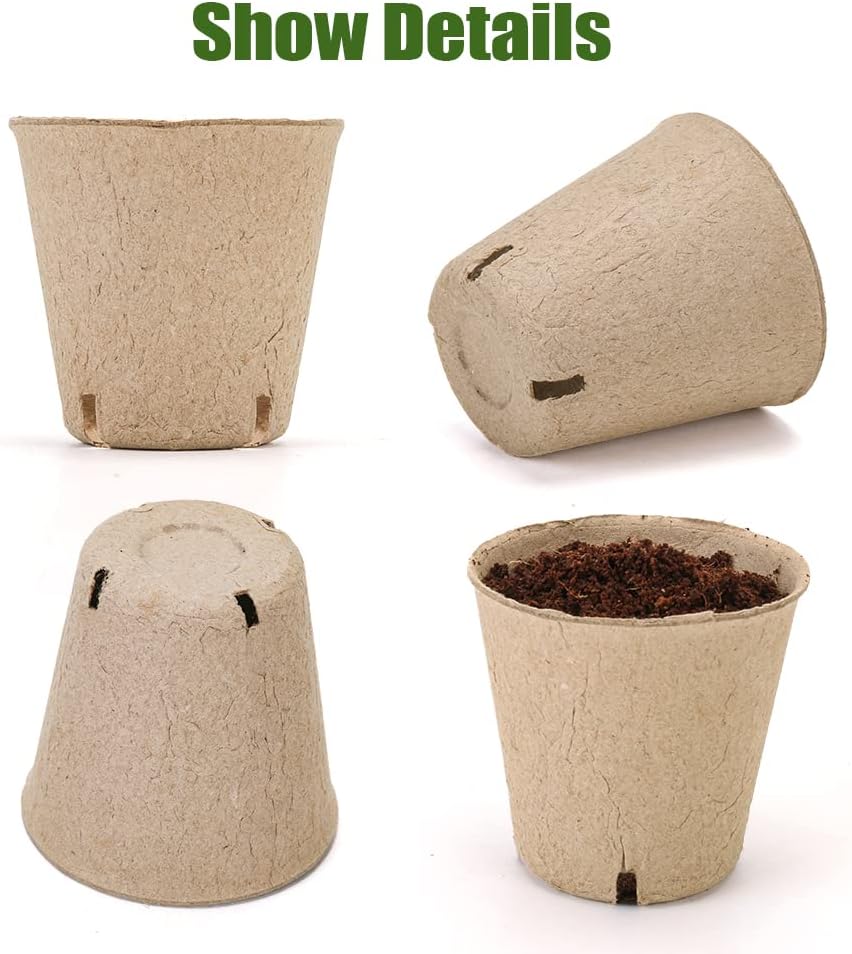 Peat Pot, 126 Packs 3.15 Inch Seed Starting Pots with Drainage Holes Round Nursery Pot, Biodegradable Round Plant Seed Starter Peat Pots Germination Seedling Trays