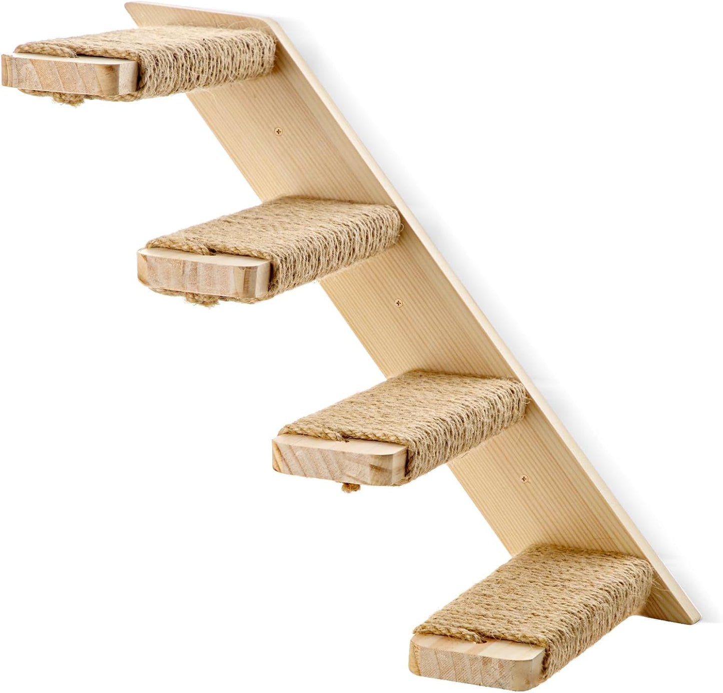 4-Step Cat Wall Shelves and Stairs With Sisal Rope - Improved & Stronger Tree Supplies, Large, Brownish White