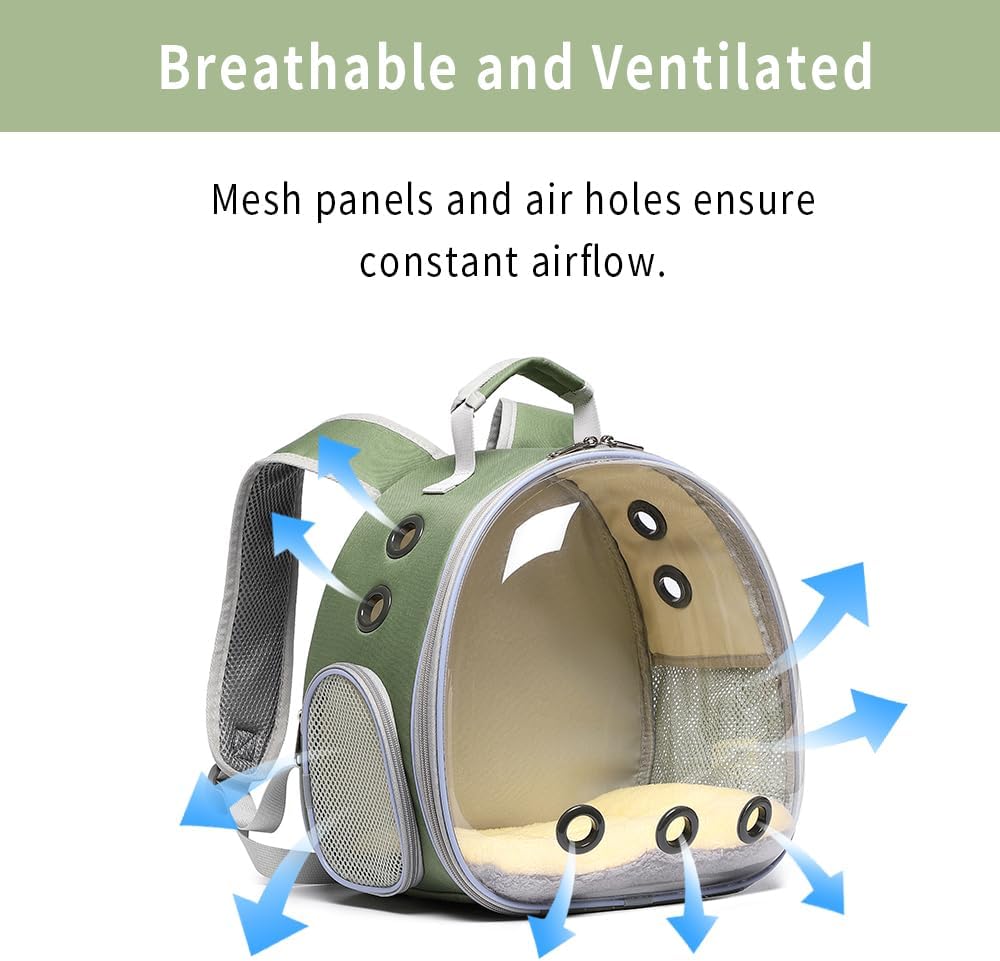 Bunny Carrier, Guinea Pig Carrier,Small Animal Carrier Backpack for Rabbit,Bearded Dragon, Lizard,Hamster,Kitten. Breathable Pet Travel Cage Bag (Army Green)