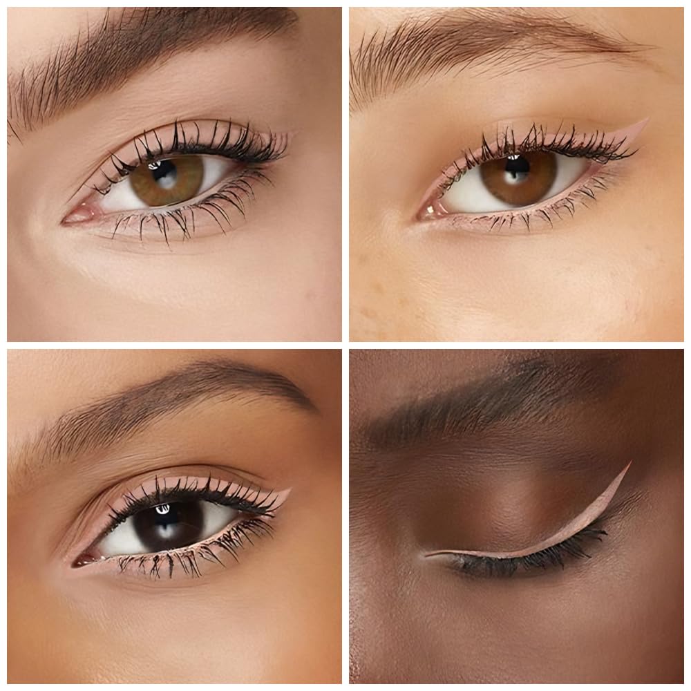 evpct Warm Pink Long Wear Gel Eyeliner Pencils for Women, Light Nude Eye Liner Pencil Pen Natural Makeup Glide Smooth, Eye Liner Waterproof Smudge Proof, Cream Eyeliner Lipstick Set delineador de ojos