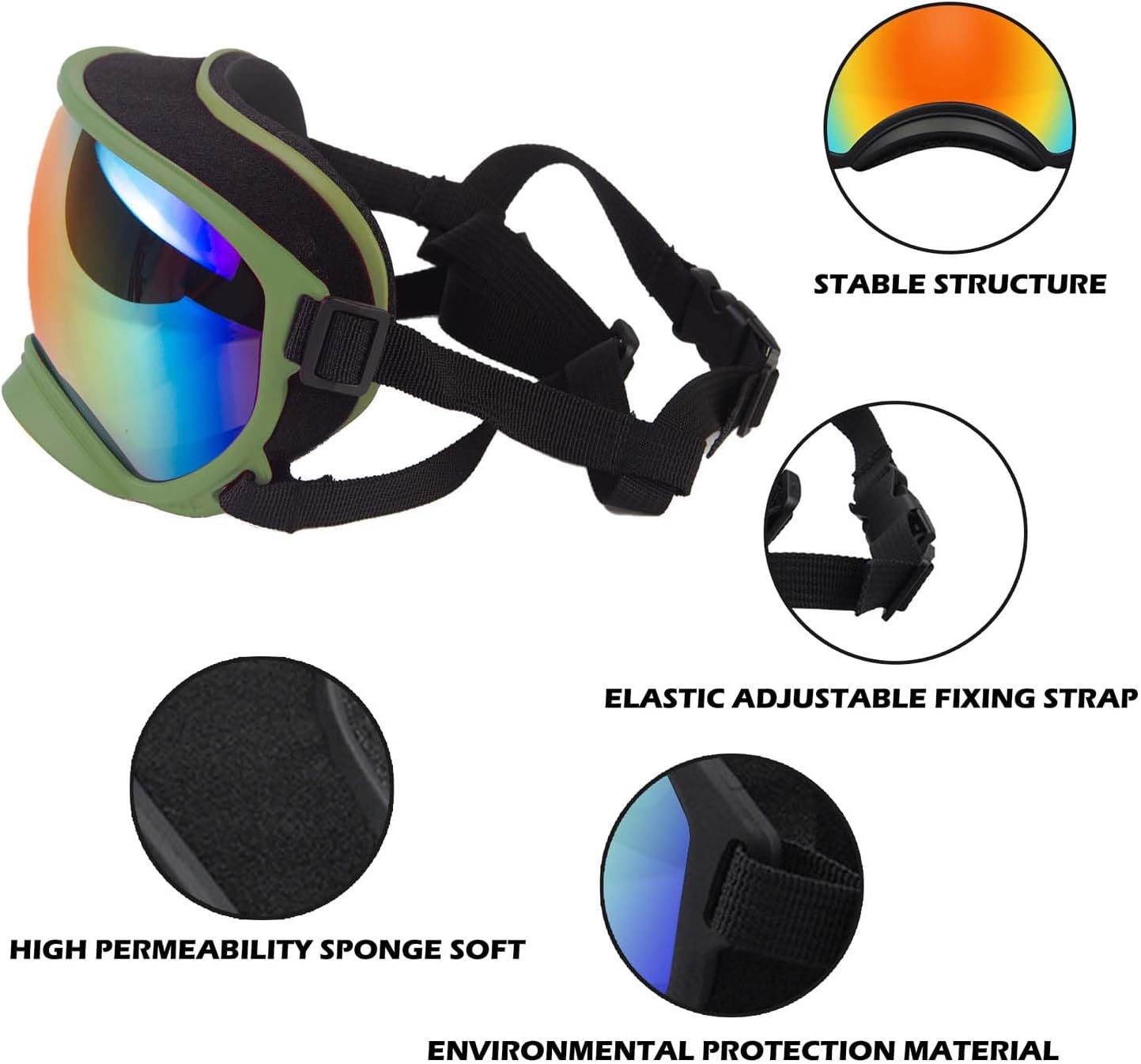 Medium Dog Sunglasses with Adjustable Strap UV Protection, Winproof Dog Puppy Sunglasses, Suitable for Medium Dog Pet Glasses, Dogs Eyes Protection,Soft Dog Goggles