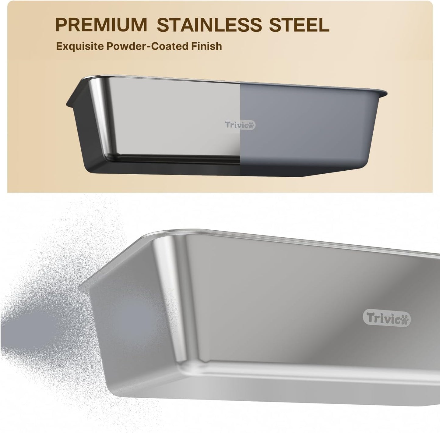 XX-Large Stainless Steel Cat Litter Box with Lid – Fully Enclosed Large Litter Box for Big Cats, Odor Control with Magnetic Door, Easy Clean, Multi-Cat Durable Metal Pan.(White-Gray)