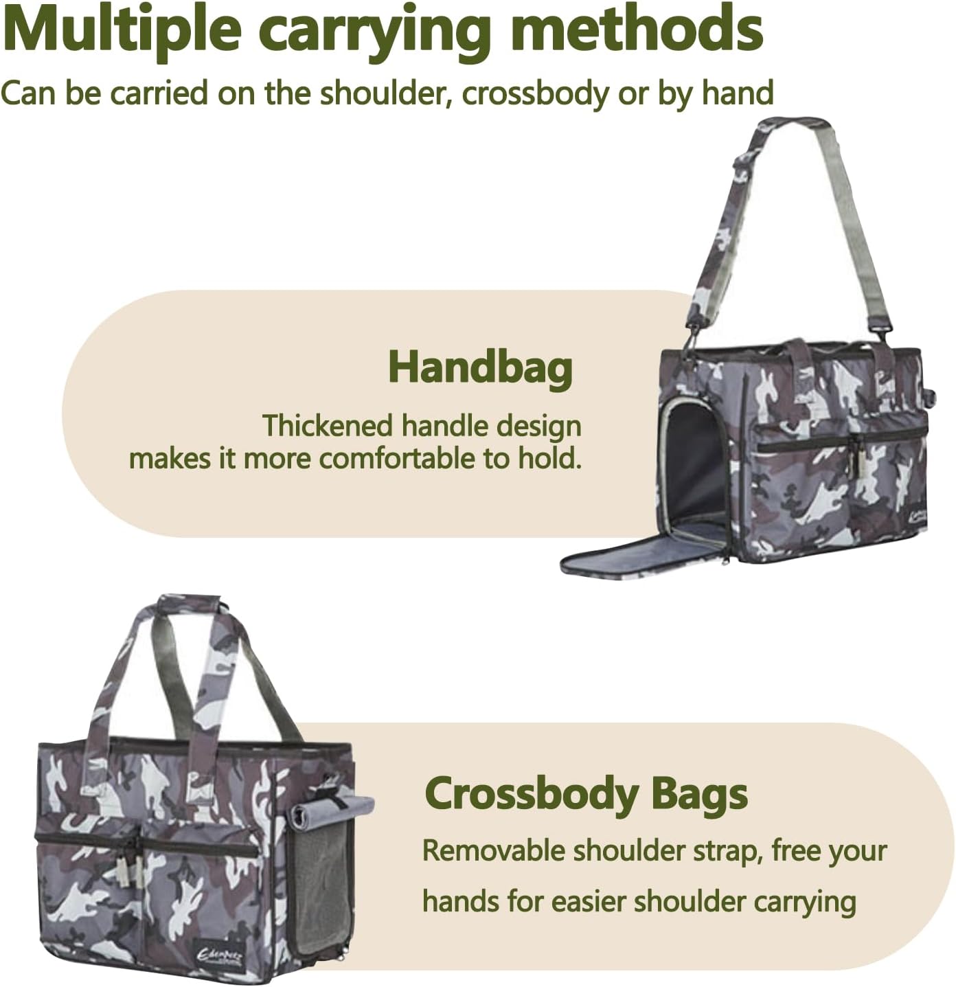 Cat Carrier Bag, Foldable Pet Bag Airline Approved, Pet Travel Carrier for Medium Cats Small Cats Dogs, Sturdy Transport Carriers Long Trips(Grey)