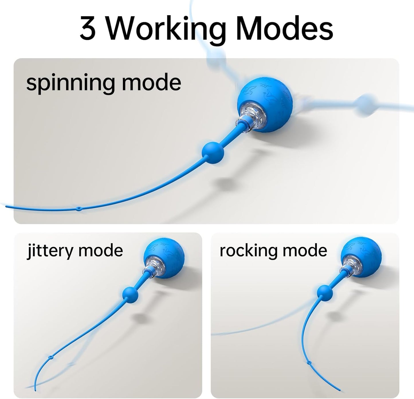 Interactive Cat Toy for Indoor Cats,Automatic Electric Self Rotating Ball with Chirping, Led Light and Long Tail for Motion Activated, Smart Spinning Ball for Fun Exercise, Blue