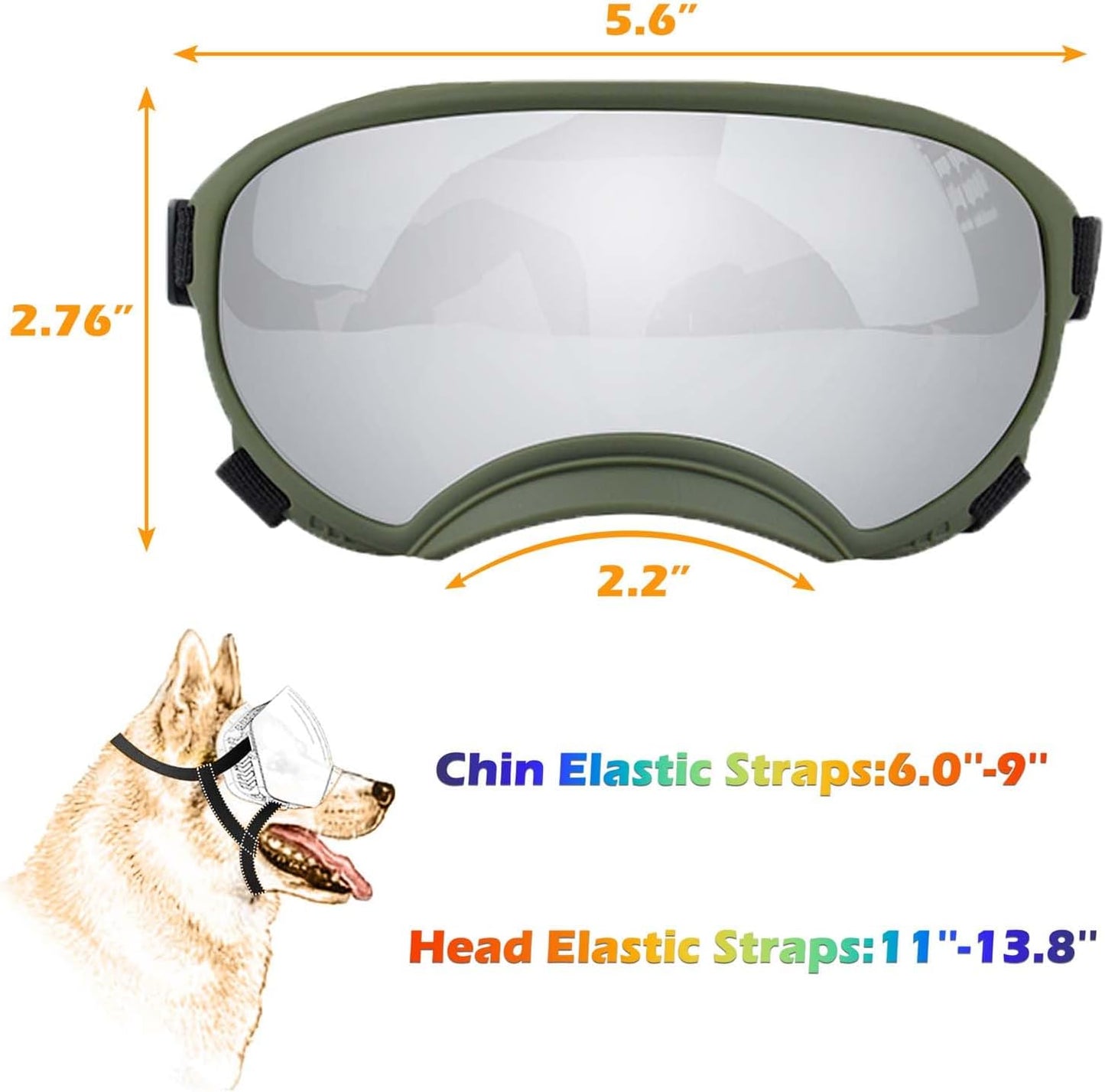 Medium Dog Sunglasses with Adjustable Strap UV Protection, Winproof Dog Puppy Sunglasses, Suitable for Medium Dog Pet Glasses, Dogs Eyes Protection,Soft Dog Goggles
