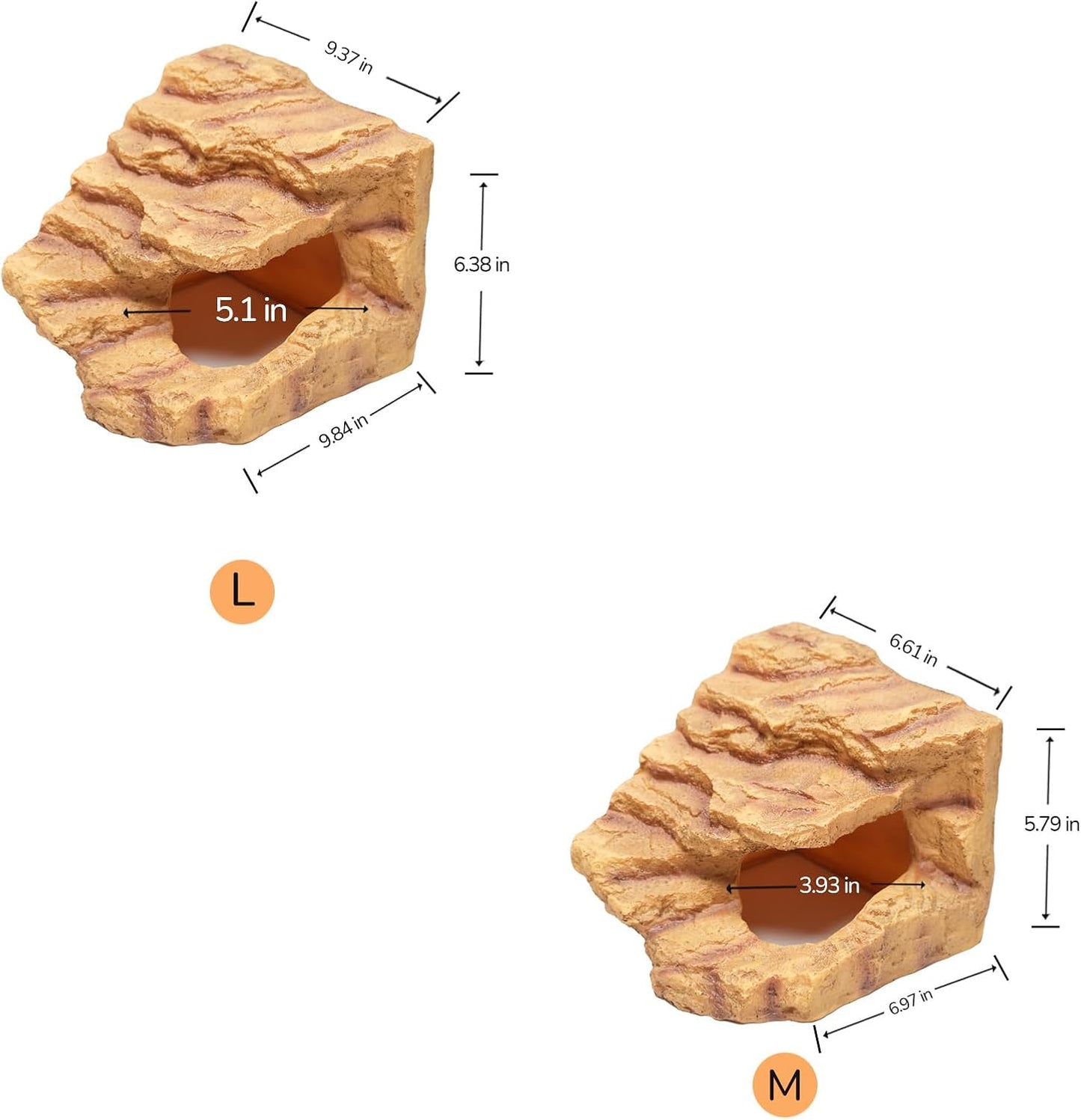 Resin Reptile Hideout Cave,Natural Habitat Decor for Bearded Dragon, Leopard Gecko, Lizards & Turtles,Terrarium Tank Accessories