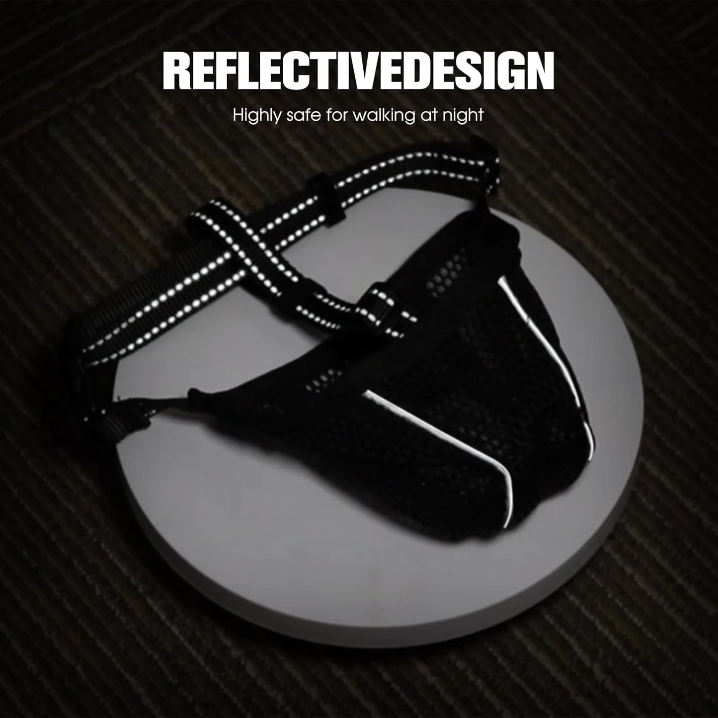 Dog Muzzle, Mesh Soft Muzzle for Small Medium Large Sized Dogs, Breathable Adjustable Puppy Muzzles for Scavenging Biting Licking and Chewing, Allows Panting and Drinking (Reflective Mesh, L)