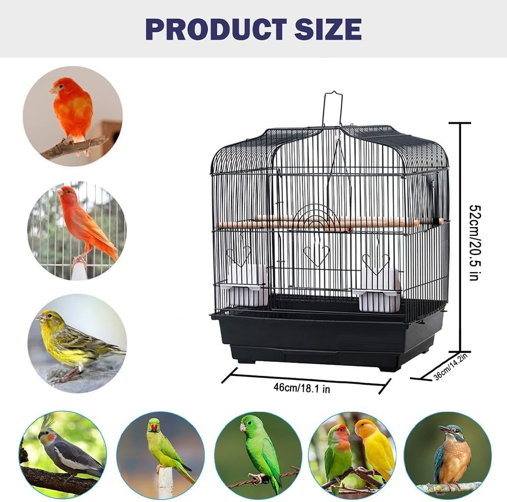 Travel Bird Cage 20.5×18.1×14.2in Portable Birdcage with Handle and Perches for Small Parrots Canaries Cockatiels Lovebirds Finches Budgies Conures