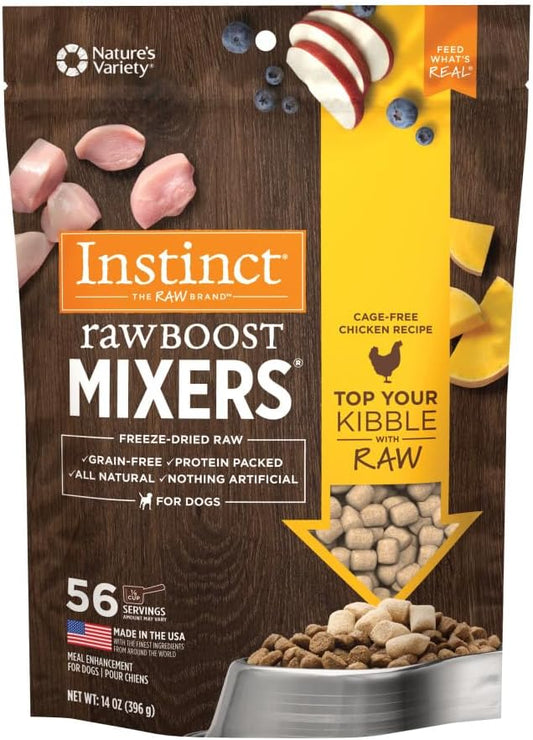 Instinct Raw Boost Mixers, Freeze Dried Dog Food Topper, Grain Free - Cage Free Chicken, 14 oz. Bag