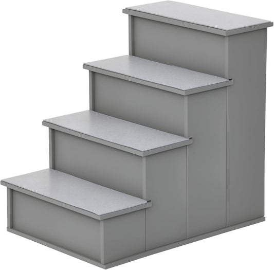 PawHut Pet Stairs, Small Pet Steps with Cushioned Removable Covering for Dogs and Cats Up to 22 Lbs., Grey