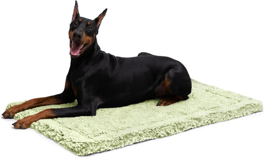 Stoutwool Indestructible Dog Bed - Fluffy Chew Proof Dog Crate Pad - Tough Kennel Pad for Aggressive Chewers - Washable, Ideal for Large Breeds & Fits 42-Inch Crate - 41"x27", Gleam