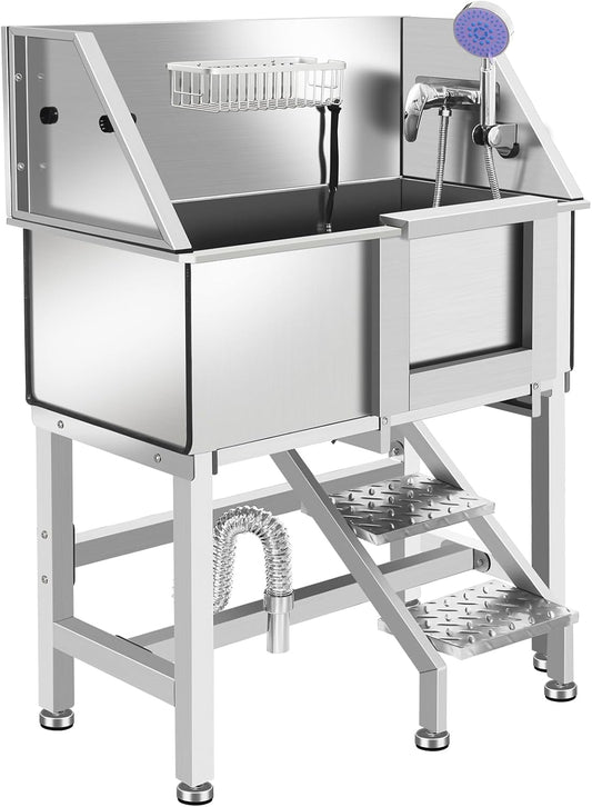 Electric Dog Bathing Station for Large Dogs, Height Adjustable Stainless Steel Dog Pet Washing Station, Professional Dog Grooming Tub with Electric Lift, Pet Wash Bath Station